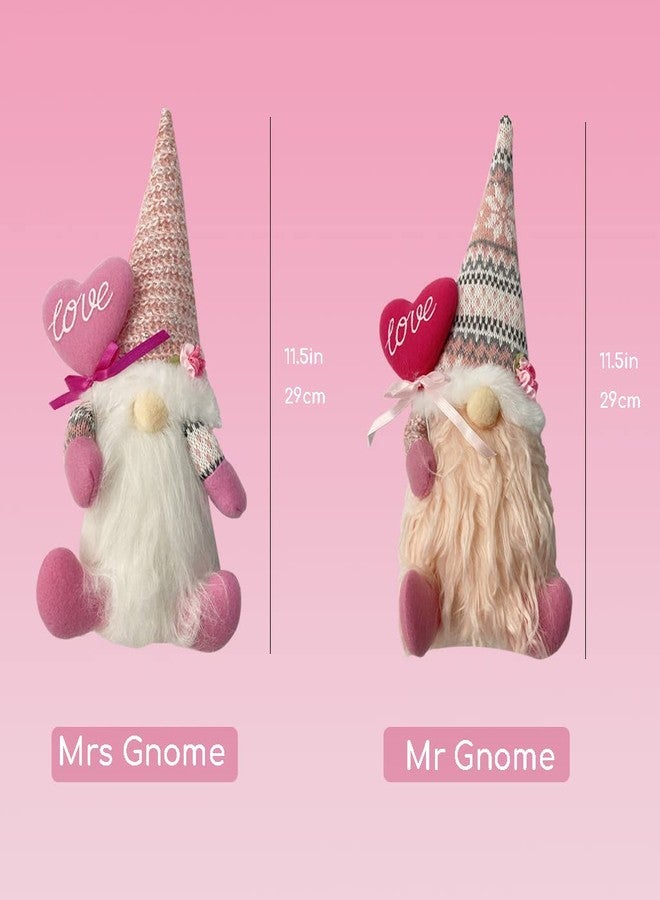 Wedfull Valentine's Day Decor Gnomes Elf Plush Dolls, Mother's Day 2 Pack Pink Mr Mrs Scandinavian Tomte Elf Decorations 11.5inch Tall Stuffed Dwarf for Stores Home Table Decoration - Image 4